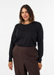 Basic T-shirt met lange mouwen en ronde hals, Zwart, Model image number 0