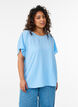Blouse &agrave; manches courtes et encolure ronde, Bleu, Model image number 0