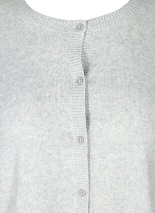 Kort gemêleerd gebreid vest met knoopsluiting, Light Grey Melange, Packshot image number 2