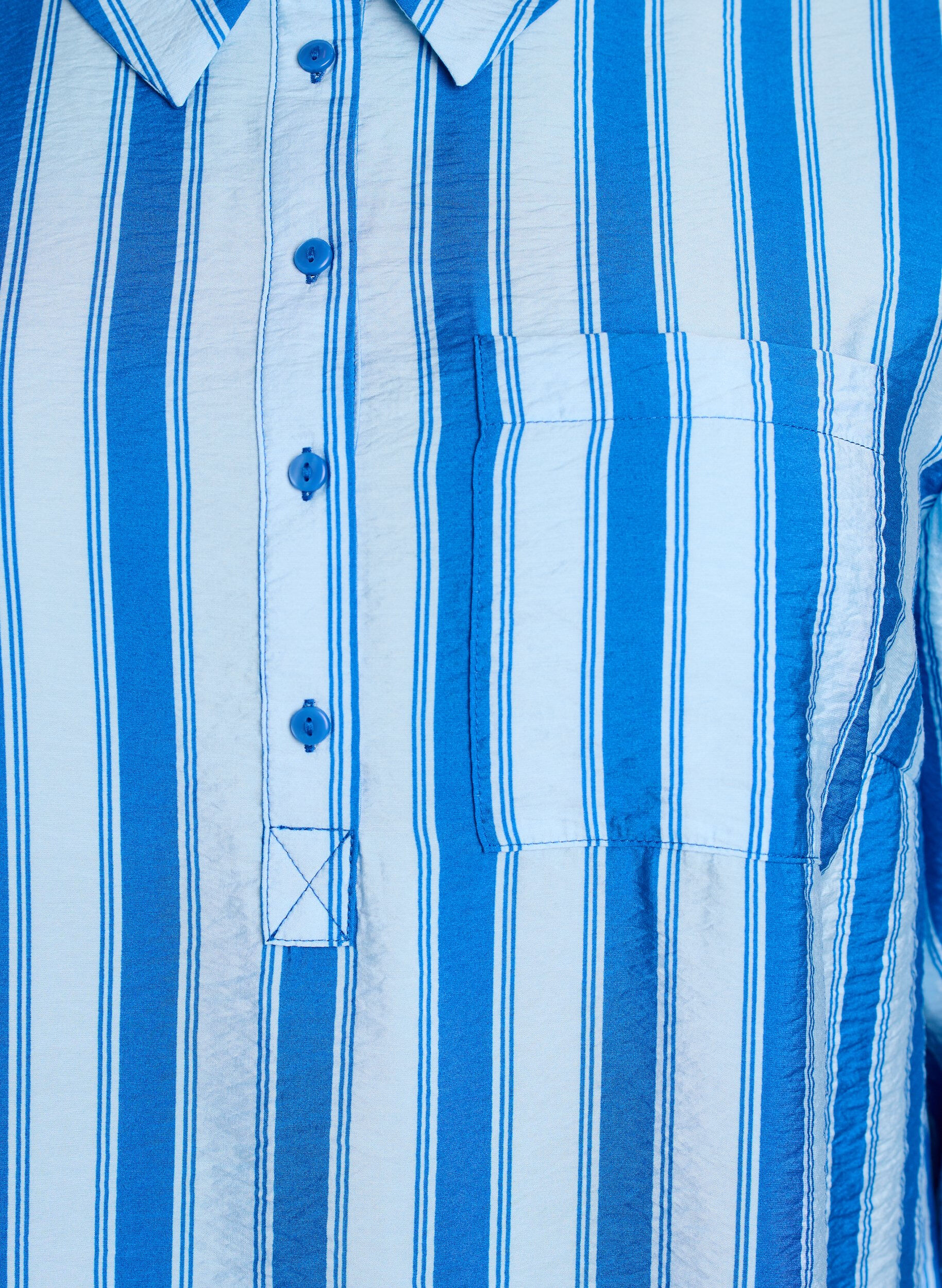 ZizziKorte jurk met kraag en borstzak, Blauw, Packshot image number 2