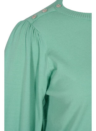 Pull en tricot à manches bouffantes, Dusty Jade Green Mel, Packshot image number 3