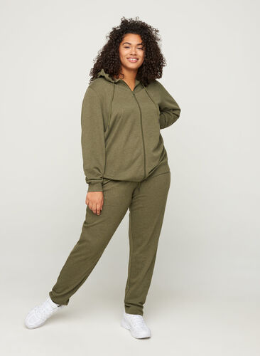 Pantalon de survêtement chiné avec poches, Ivy green Melange, Model image number 1