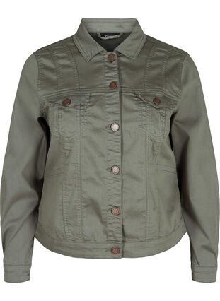 Korte gekleurde denim jas, Agave Green, Packshot image number 0