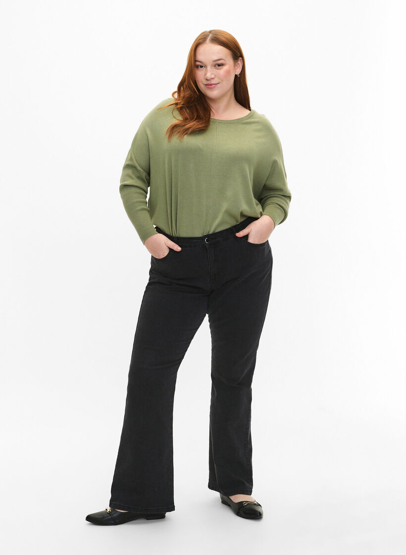 Gebreide tuniek in viscosemix, Oil Green, Model image number 2