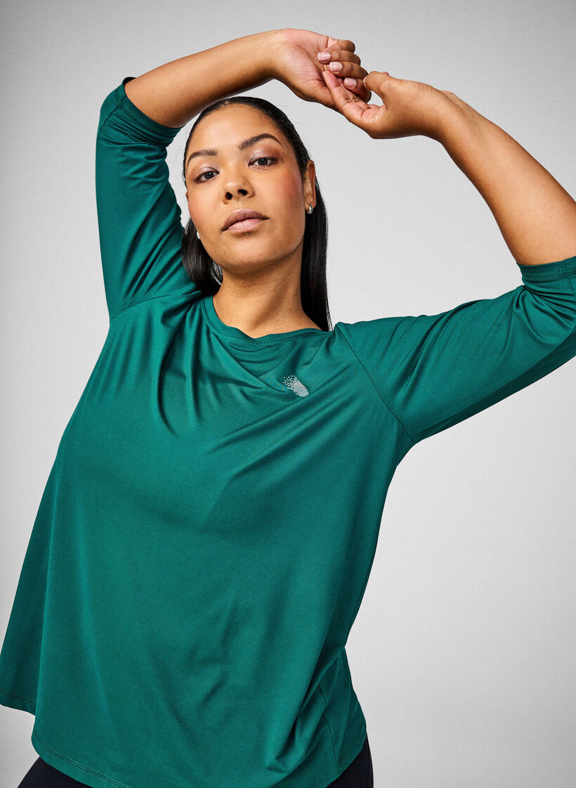 Blouse d'entra&icirc;nement &agrave; manches 3/4, Vert, Image image number 0