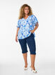 Viscose blouse met geplooide mouwen, Blauw, Model image number 1