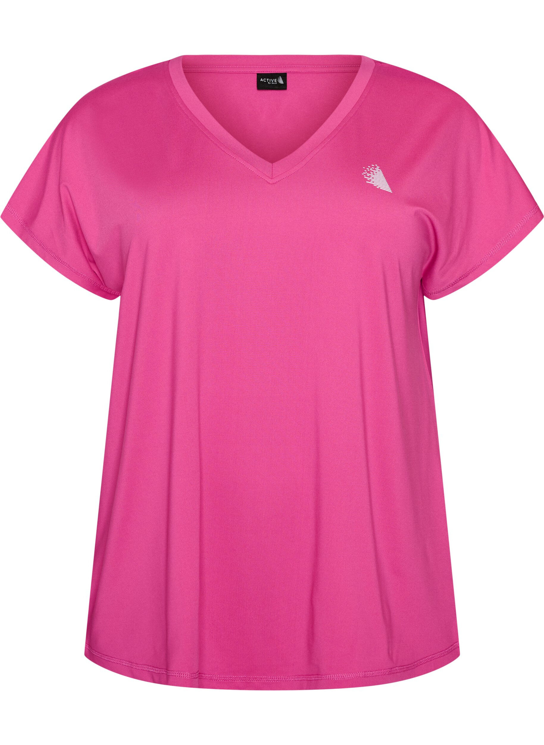 ZizziLosvallend trainings-T-shirt met V-hals, Roze, Packshot image number 0