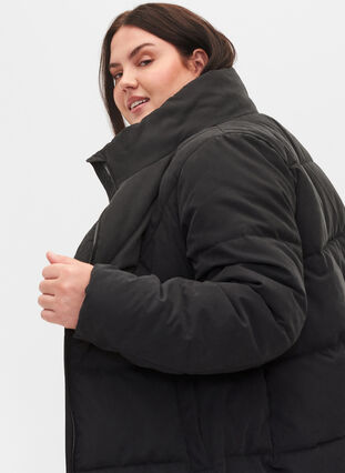 Manteau d'hiver court avec fermeture Éclair et col montant, Black, Model image number 2