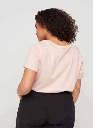 T-shirt en coton à manches courtes avec imprimé, Rose Smoke CALIFORN, Model image number 1