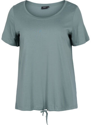 T-shirt met korte mouwen en verstelbare onderkant, Balsam Green, Packshot image number 0