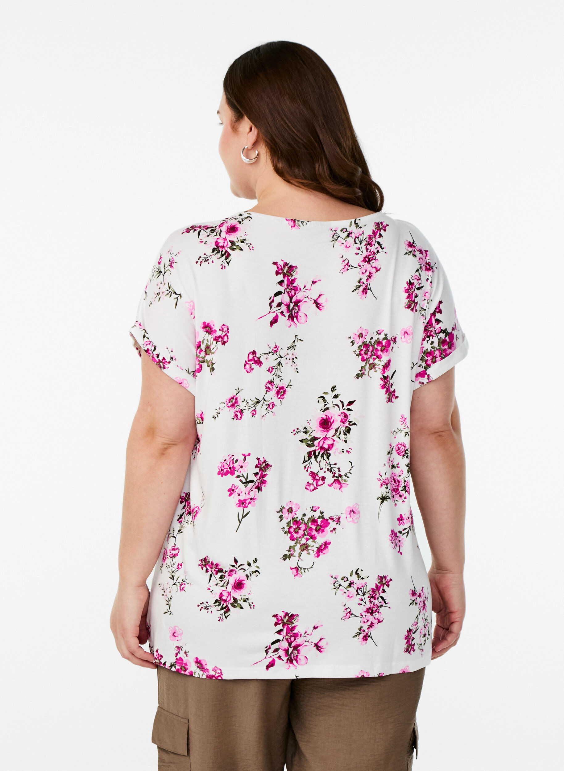 ZizziT-shirt met bloemenprint, Roze, Model image number 2