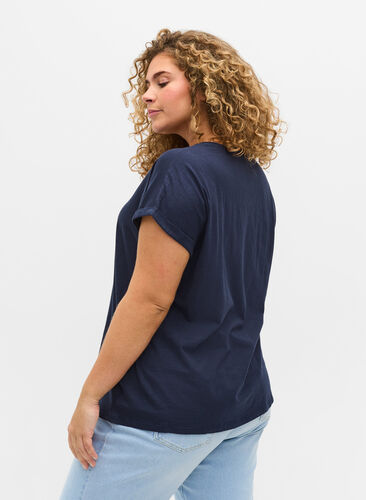 T-shirt avec imprimé en coton biologique, Navy Blazer Silver, Model image number 1