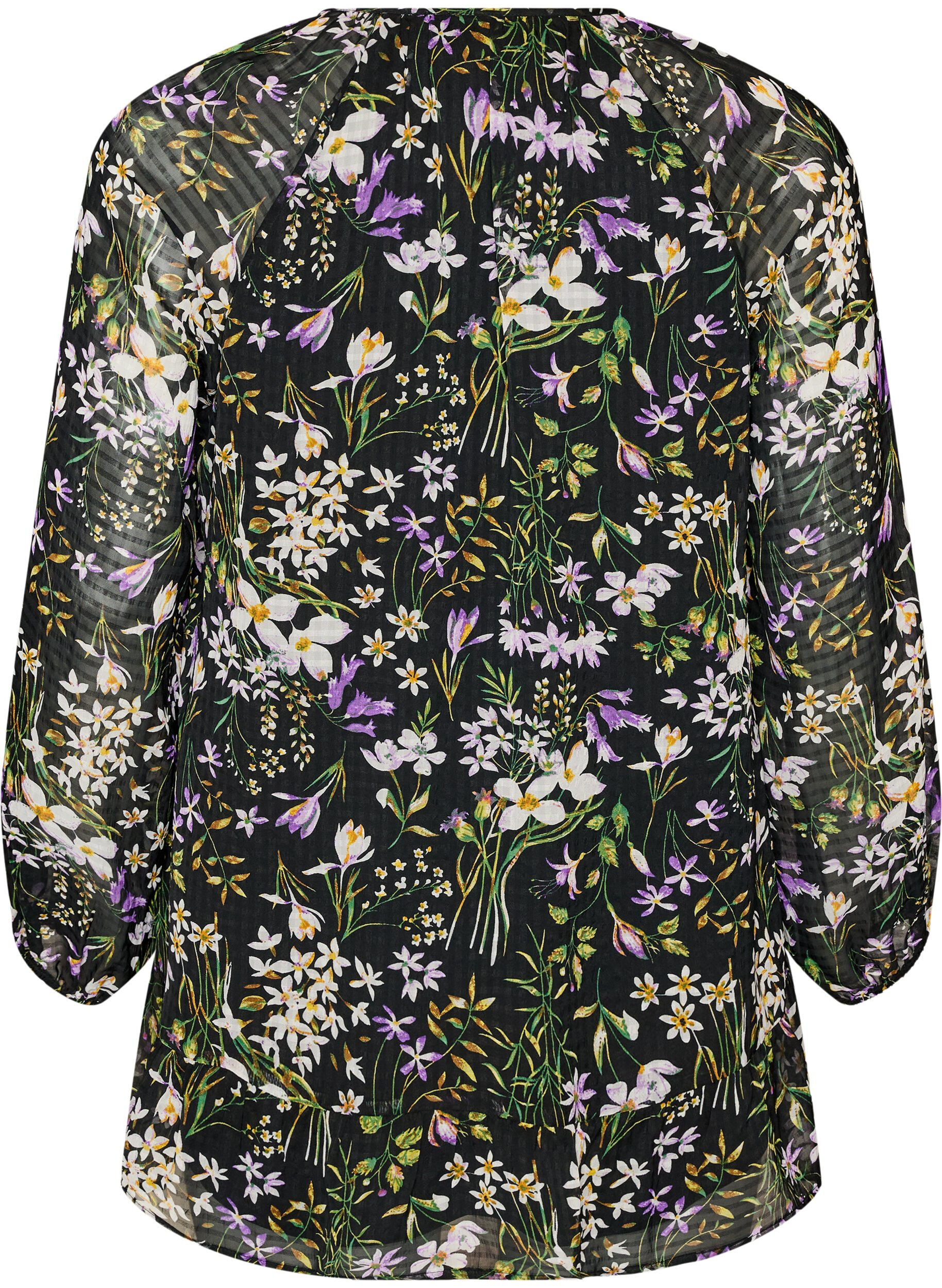 ZizziA-lijn tuniek met bloemenprint, Zwart, Packshot image number 1