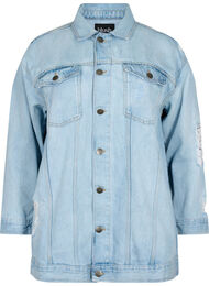 Veste en jean ample avec détails de fente, Light blue denim, Packshot