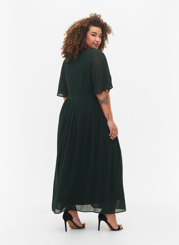 Maxi jurk met drapering en korte mouwen, Scarab, Model image number 1