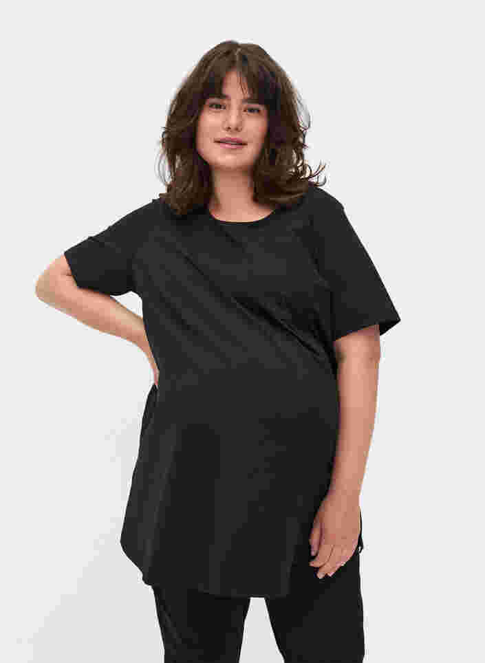 T-shirt de grossesse à manches courtes en coton, Black, Model