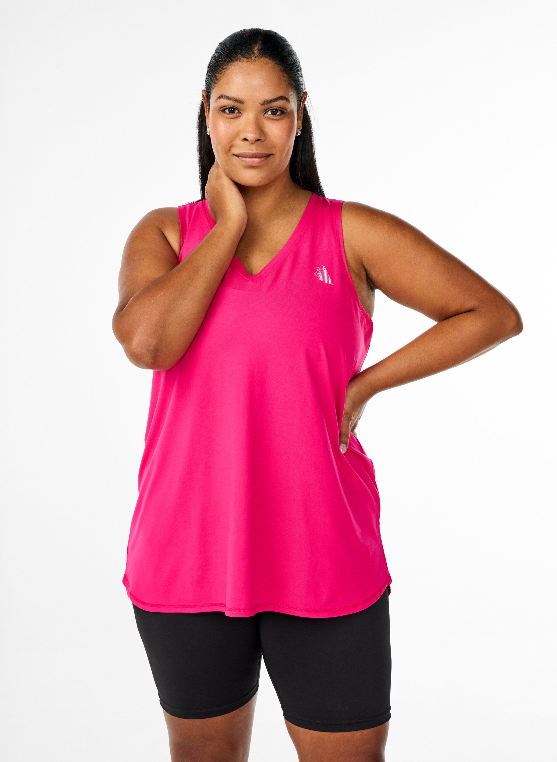 ZizziWorkout top met V-hals, Roze, Model image number 0