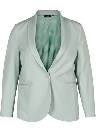 Klassieke blazer met schoudervullingen, Slate Gray, Packshot image number 0