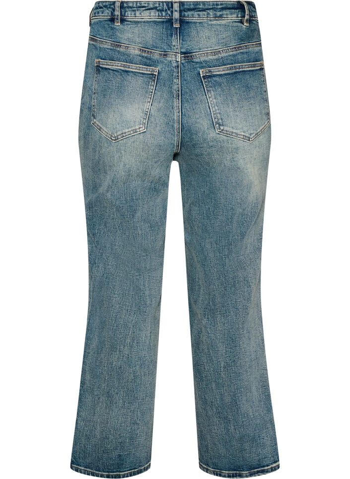 Kiana straight-fit jeans met een licht versleten look, Blauw, Packshot image number 1