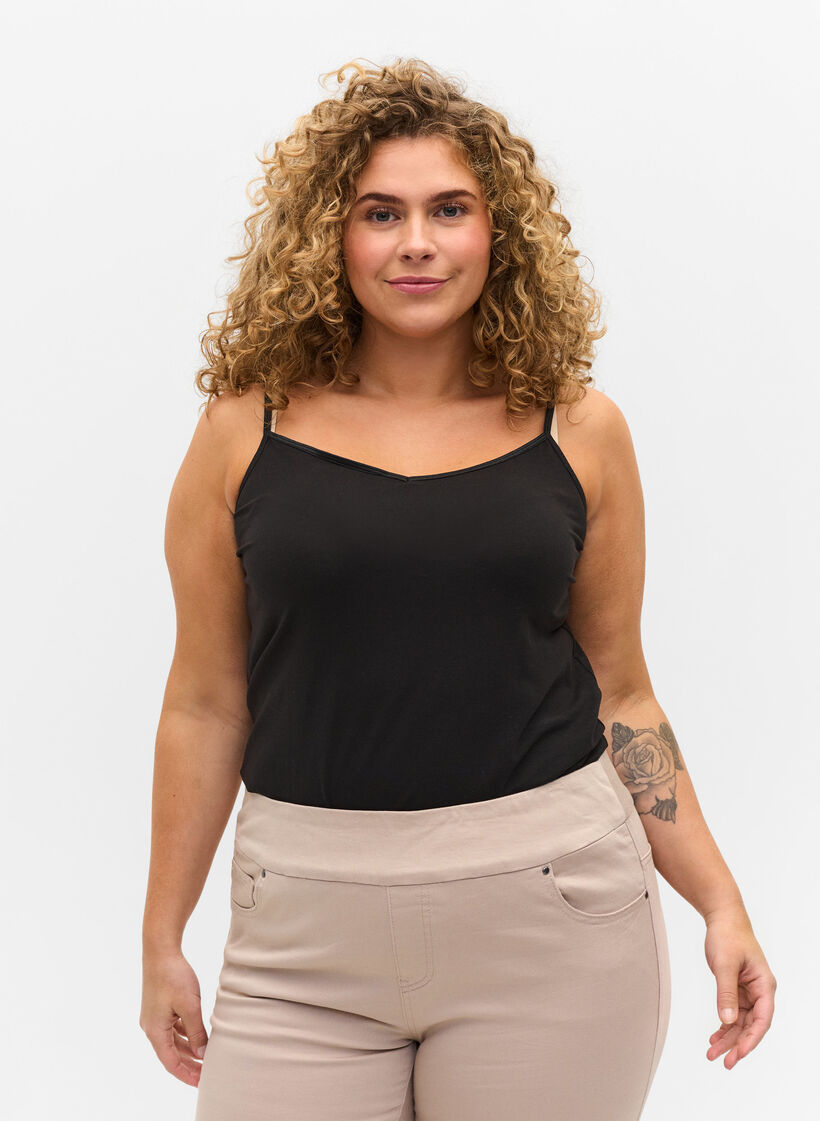 Basic top met dunne bandjes, Black, Model image number 0
