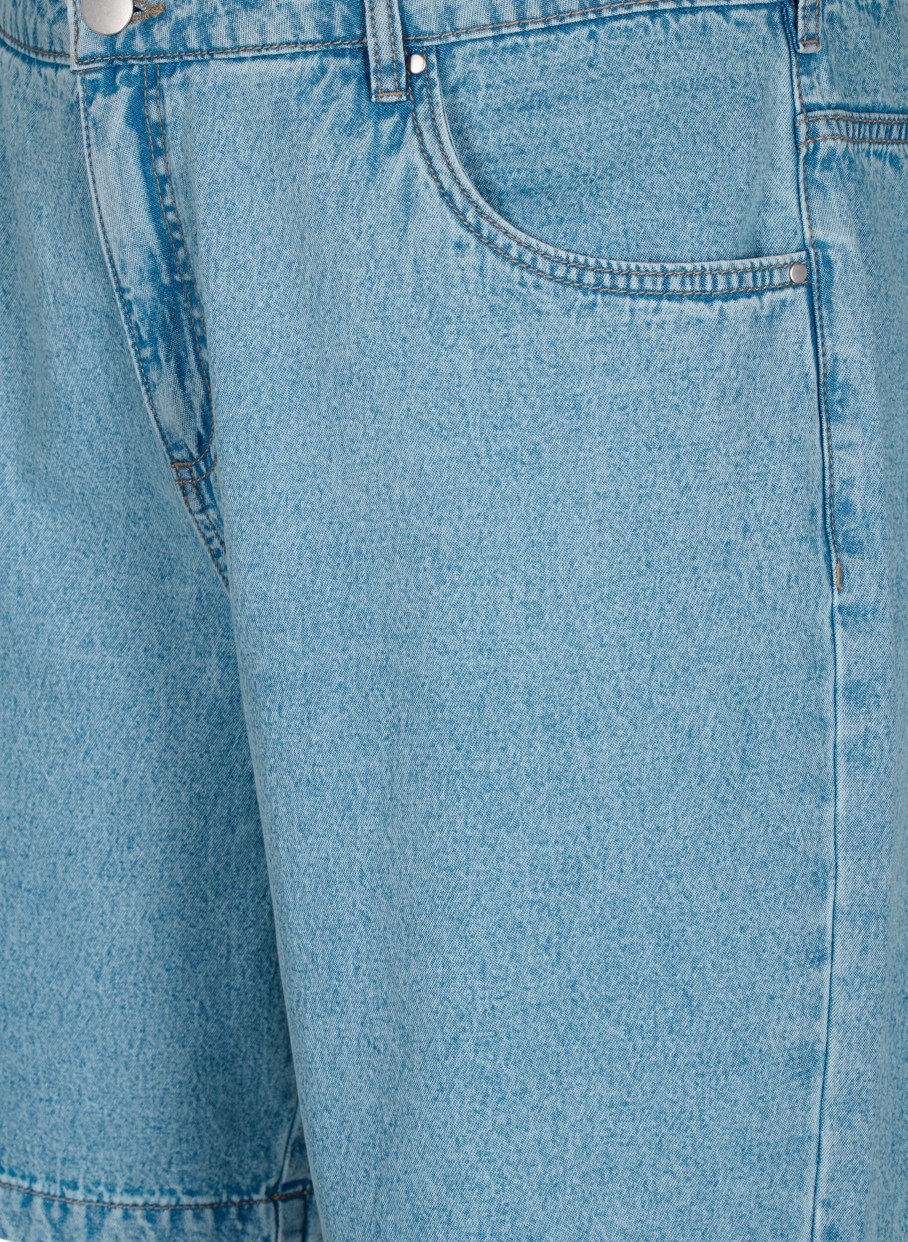 Zizzi Shorts en jean taille haute, Light Blue Denim, Packshot image number 2