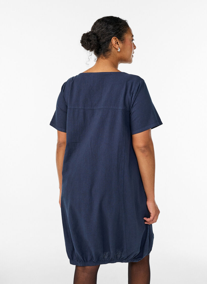 Katoenen jurk met korte mouwen, Blauw, Model image number 2