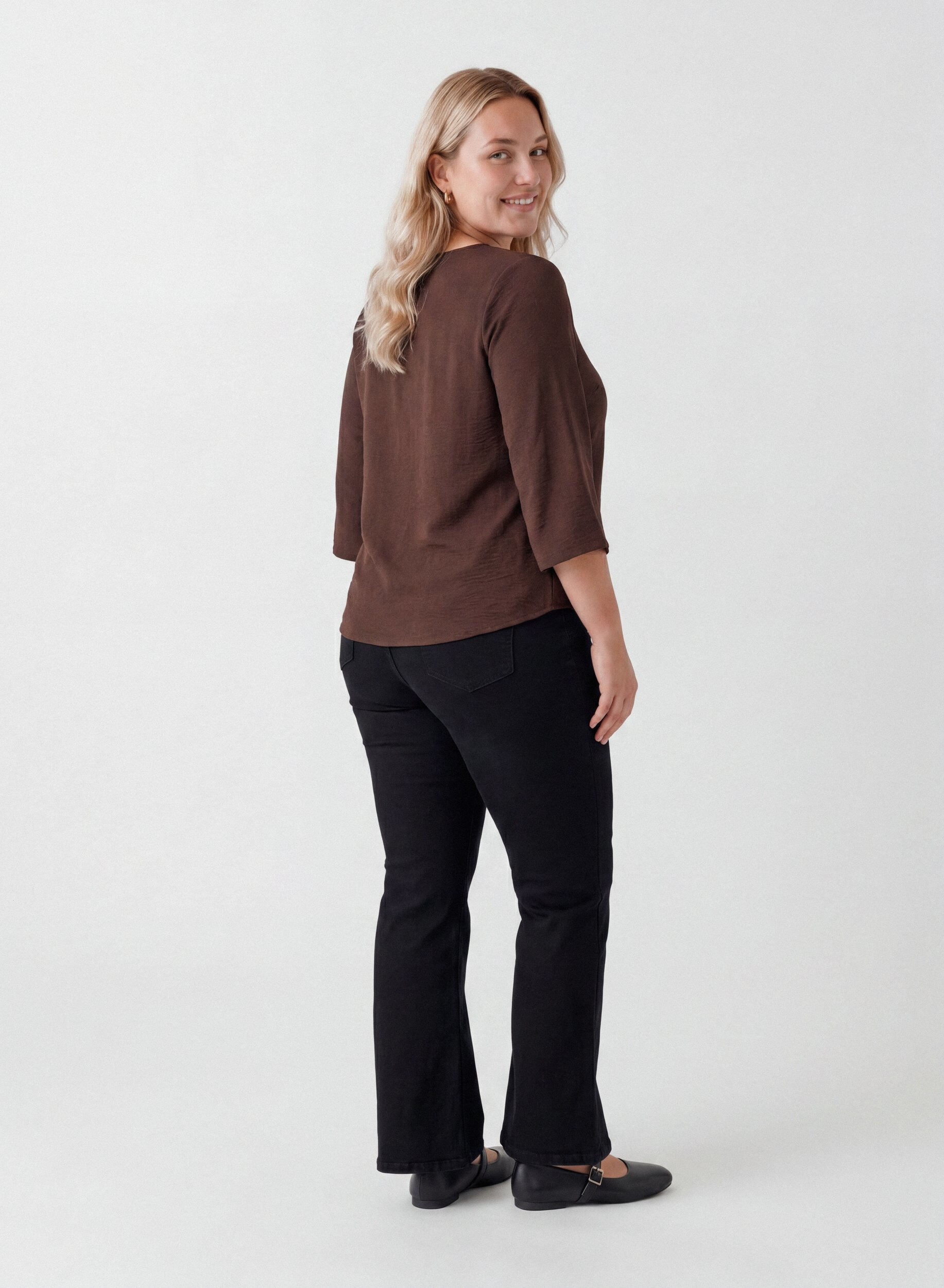 ZizziBlouse met 3/4 mouwen, Bruin, Model image number 2