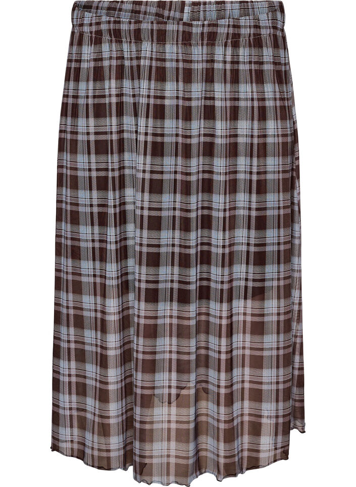 Gecontroleerde mesh midi-rok, Blauw, Packshot image number 0