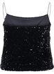 Top à paillettes avec des bretelles étroites, Black Sequins, Packshot image number 1