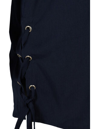 Robe avec décolleté en V et détails en dentelle, Medieval Blue, Packshot image number 3