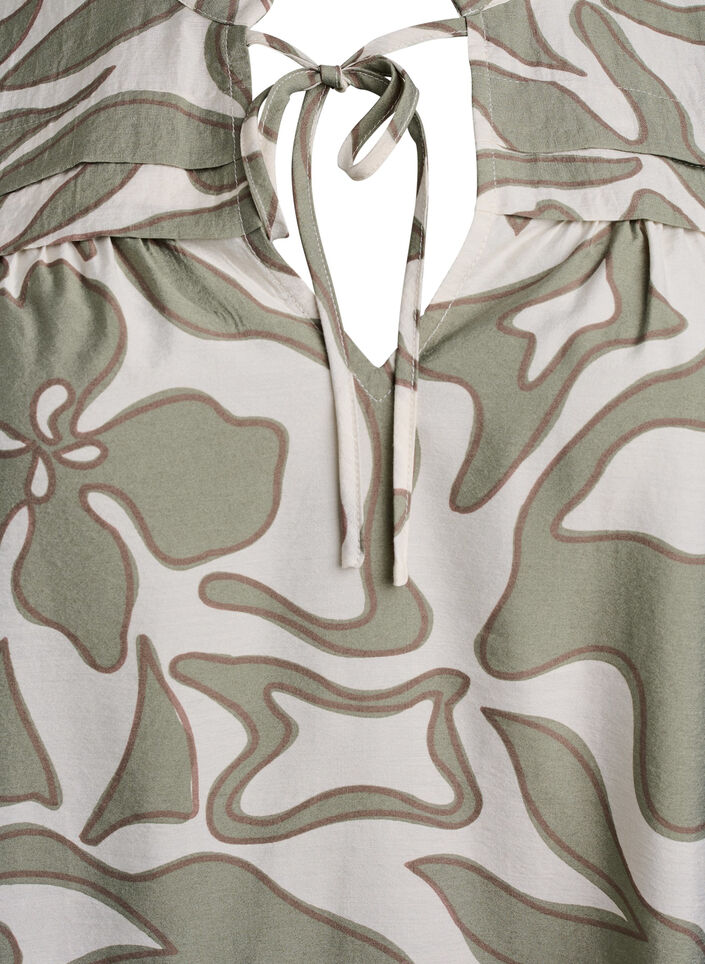 Viscose tuniek met print, Oil Green Grap. AOP, Packshot image number 2
