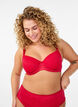 Gewatteerde beha met glanzende microvezel en kanten cups, Rood, Model image number 0