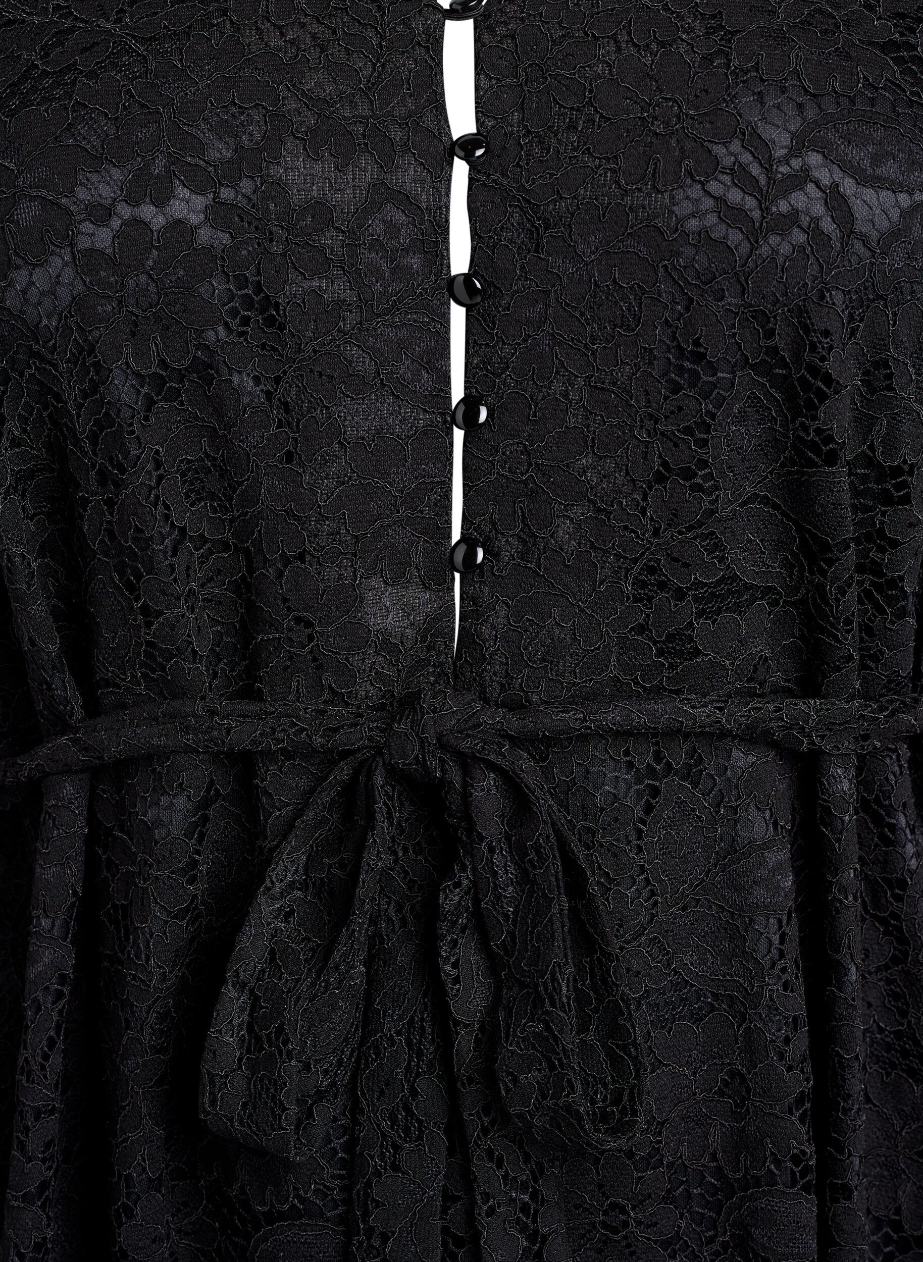 Zizzi Robe en dentelle avec manches longues et ceinture &agrave; nouer, Noir, Packshot image number 2