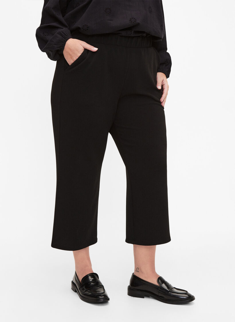 Pantalon ample en longueur 7/8, Noir, Model image number 2