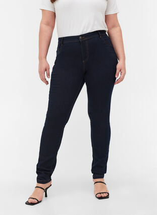 Extra slim fit Amy jeans met hoge taille, 1607B Blu.D., Model image number 2