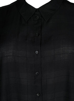 Lang hemd van viscose met structuur, Black, Packshot image number 2