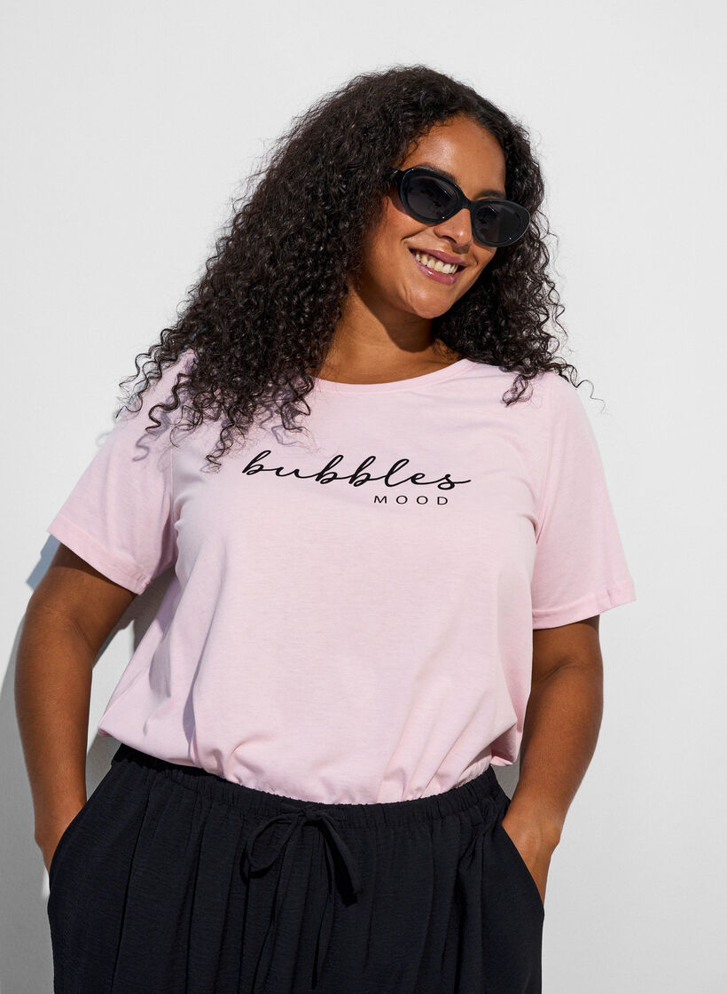 T-shirt imprim&eacute;, Rose, Model image number 0