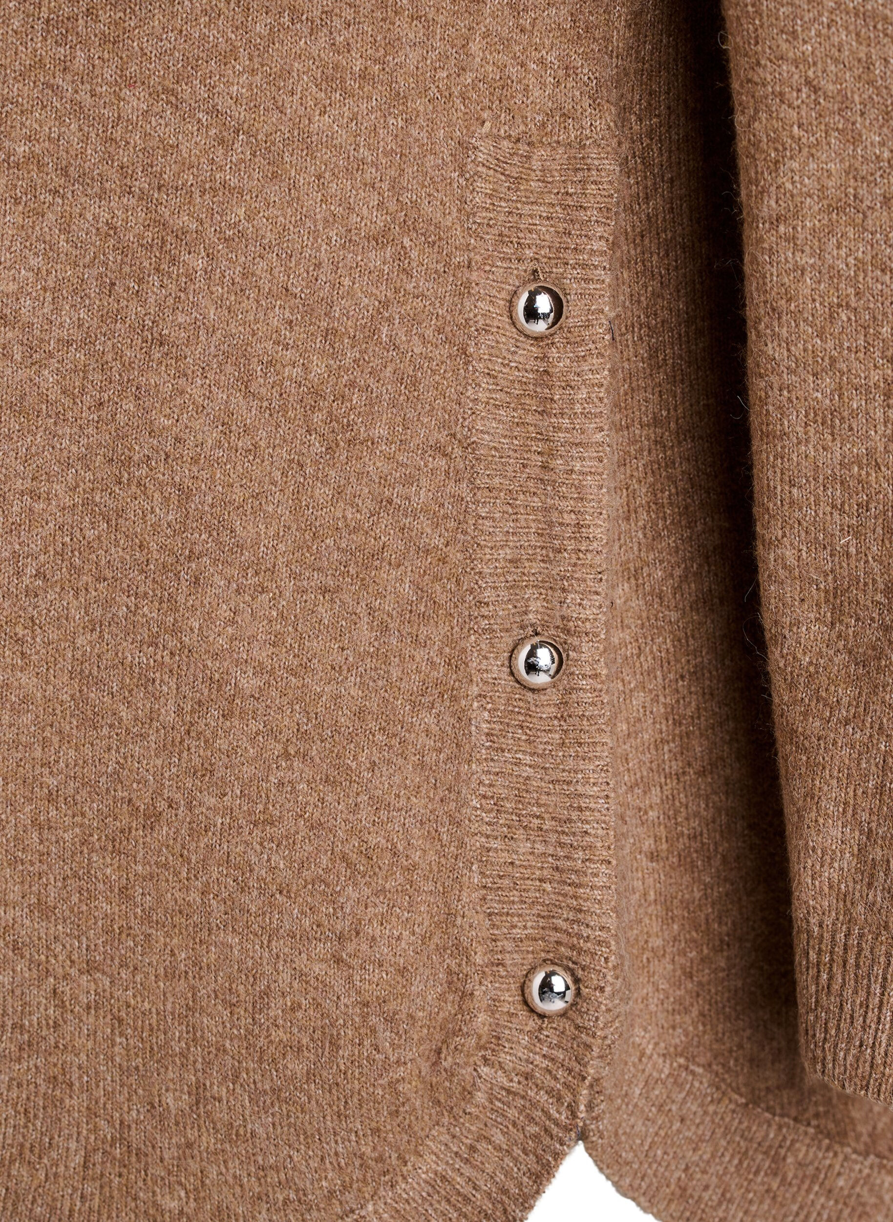ZizziLange gebreide blouse met balknopen, Bruin, Packshot image number 3