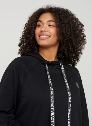Sweatshirt met zak en capuchon, Black, Model image number 2
