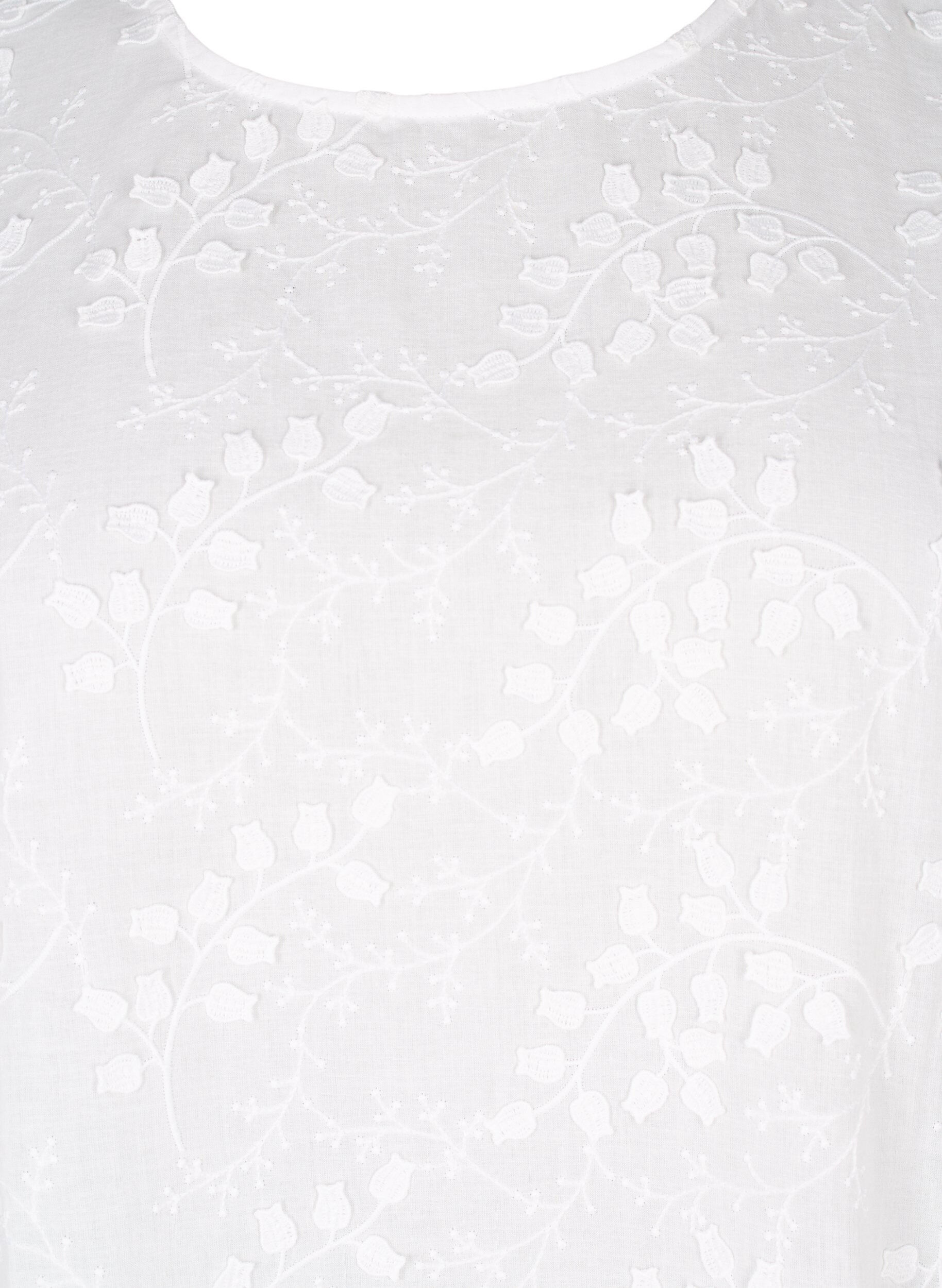 ZizziBlouse met korte mouwen met borduurwerk en een ronde hals, Wit, Packshot image number 2