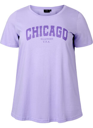 T-shirt en coton avec texte imprimé, Lavender W. Chicago, Packshot image number 0