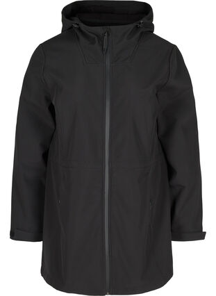 Veste softshell à capuche et taille ajustable, Black, Packshot image number 0