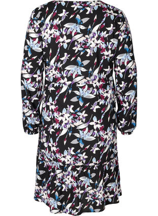Viscose jurk met lange mouwen en print, Monónlight Flower , Packshot image number 1