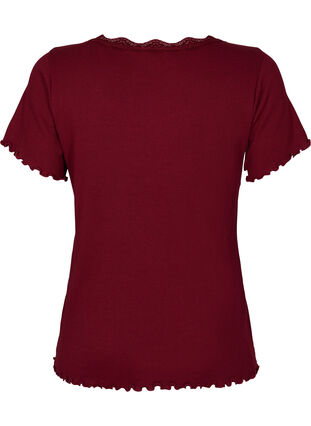 Chemise de nuit à manches courtes avec bordures en dentelle, Cabernet, Packshot image number 1