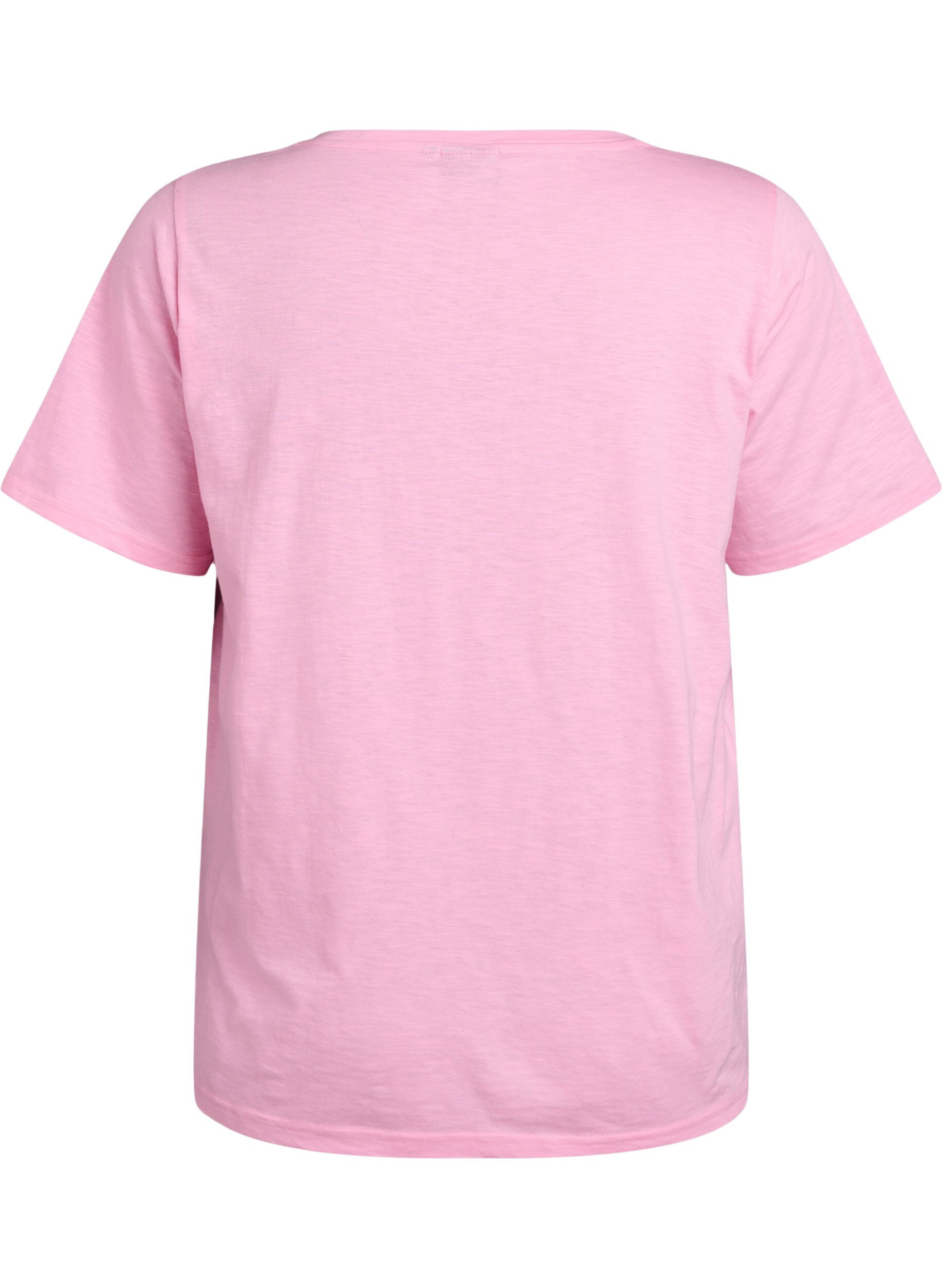 ZizziBasic t-shirt met korte mouwen en V-hals, Roze, Packshot image number 1