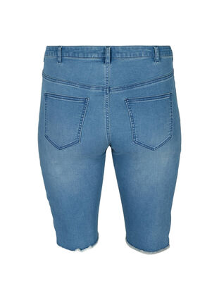 Short en jean moulant avec bords bruts, Blue Denim, Packshot image number 1