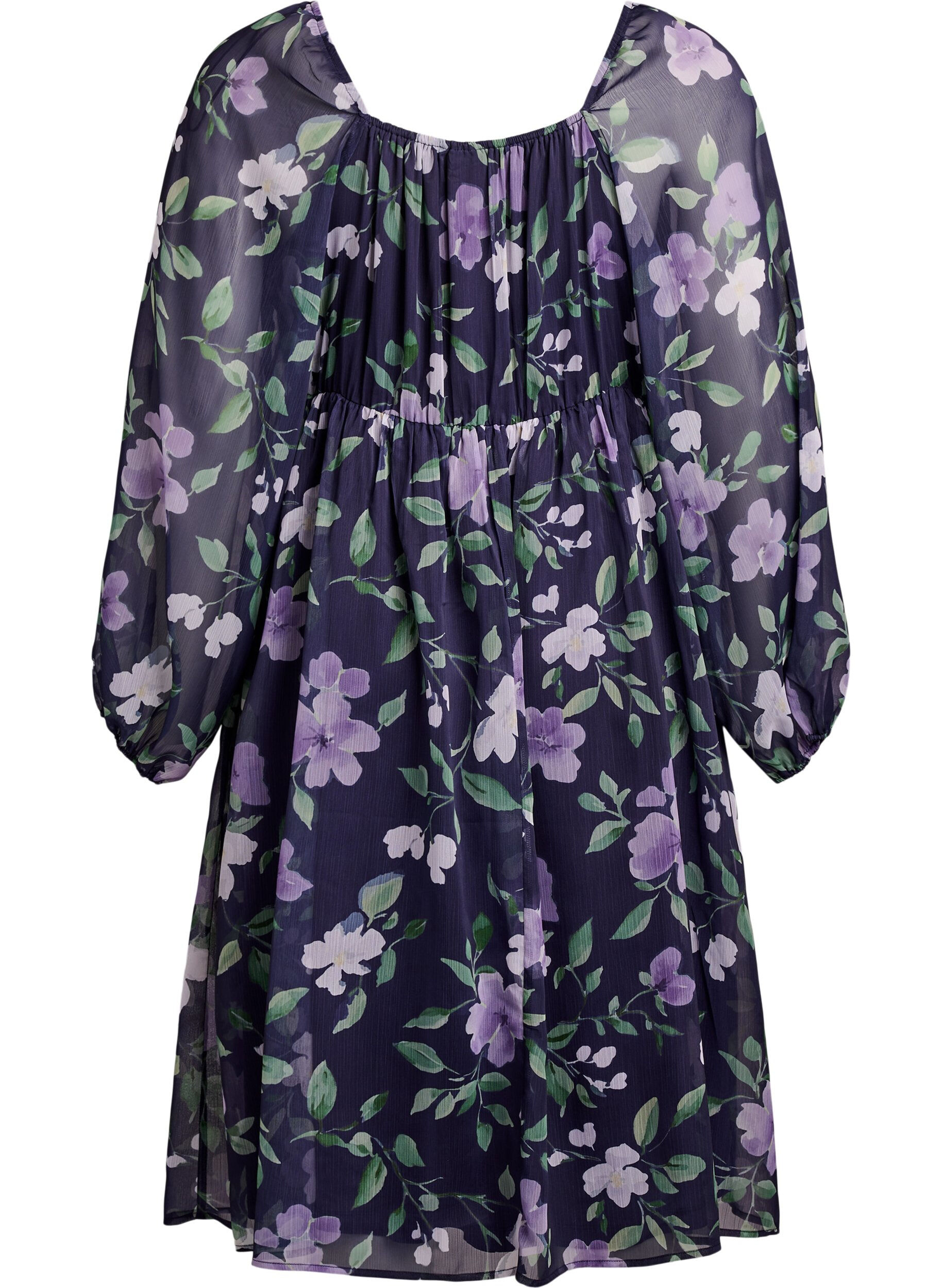 ZizziChiffon feestjurk met lange mouwen, Blauw, Packshot image number 1