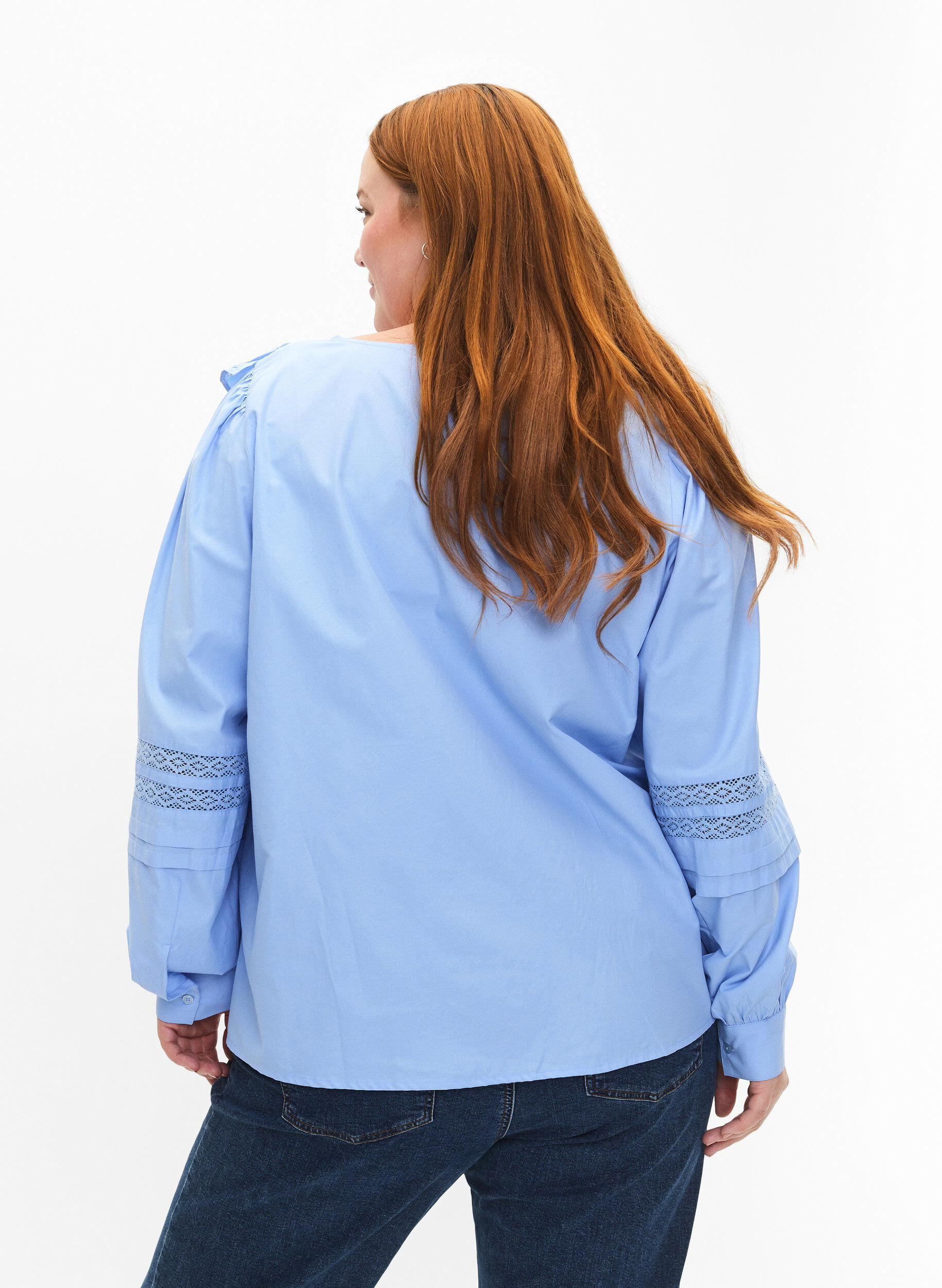 ZizziBlouse met ruffels en veters, Blauw, Model image number 2