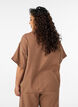 Blouse en mousseline de coton &agrave; manches courtes, Marron, Model image number 2