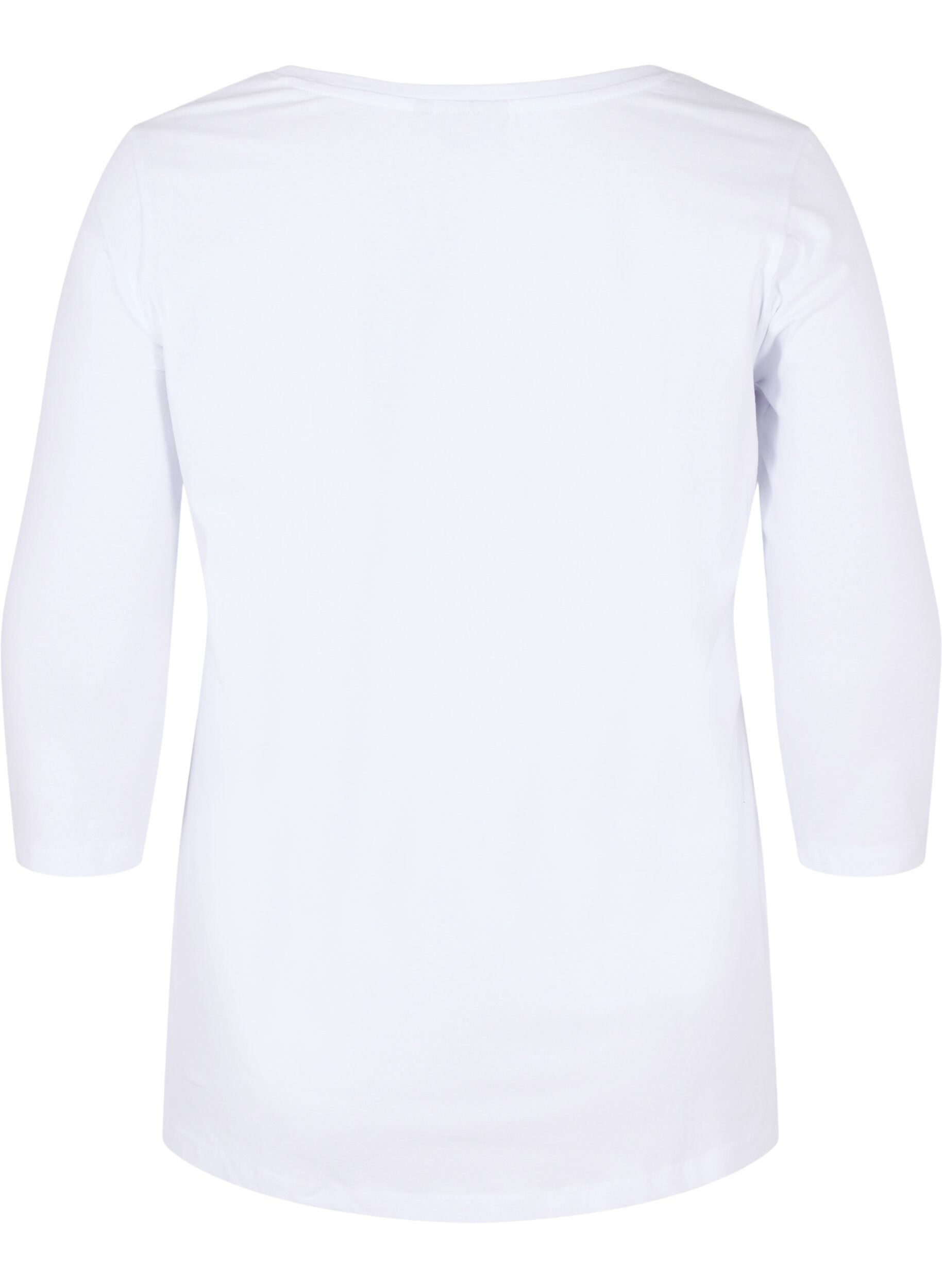 ZizziBasic t-shirt met driekwartsmouwen, Bright White, Packshot image number 1